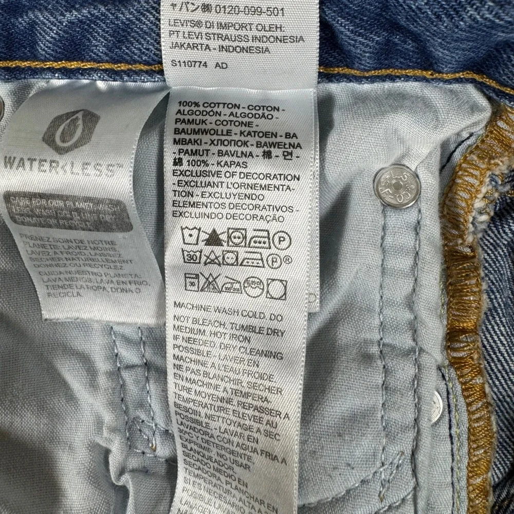 Y2K Levi's Jeans Mens Blue 501 Original Fit Distressed Straight Leg Denim 29x30